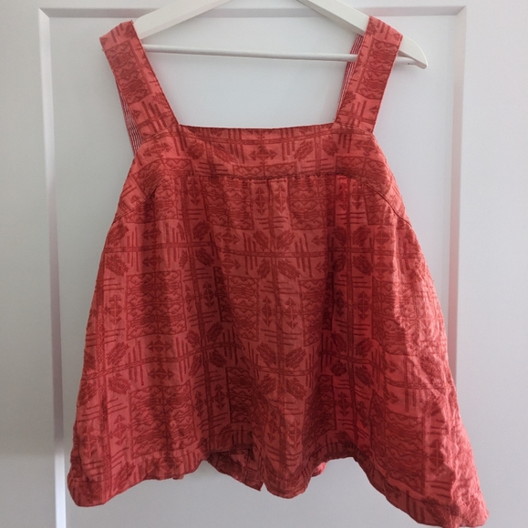 Anthro Tank Square Neck Geometric Pattern Back Buttons - Picture 8 of 9